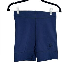 Free People Large Logo High Rise Biker Short Size Small Navy Blue